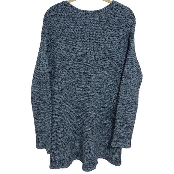 J. JILL Pure Jill V Neck Cotton Elliptical Hem Tunic Sweater Blue Soft Knit - Picture 2 of 9